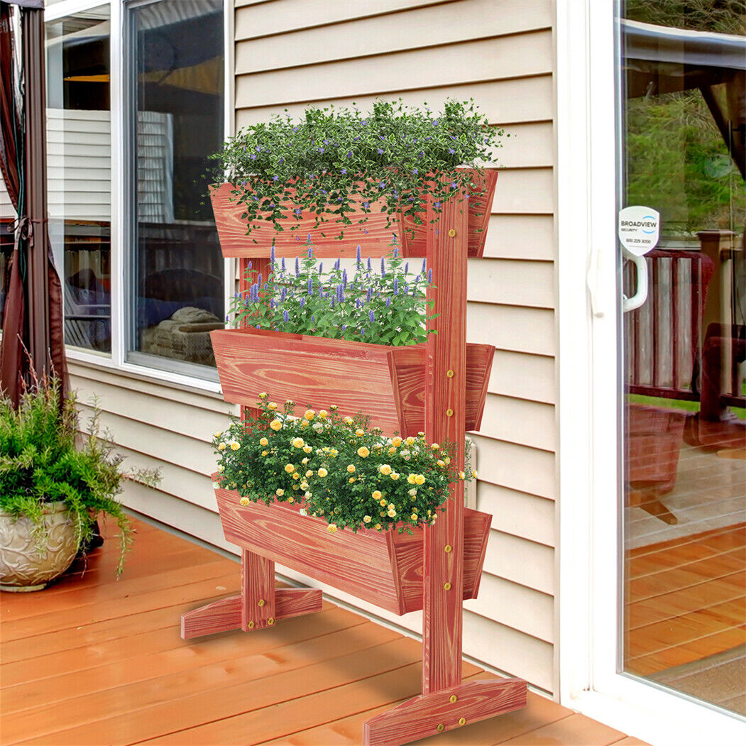 Raised Bed Planter Box - 3 Tier Raised Garden Bed Wooden