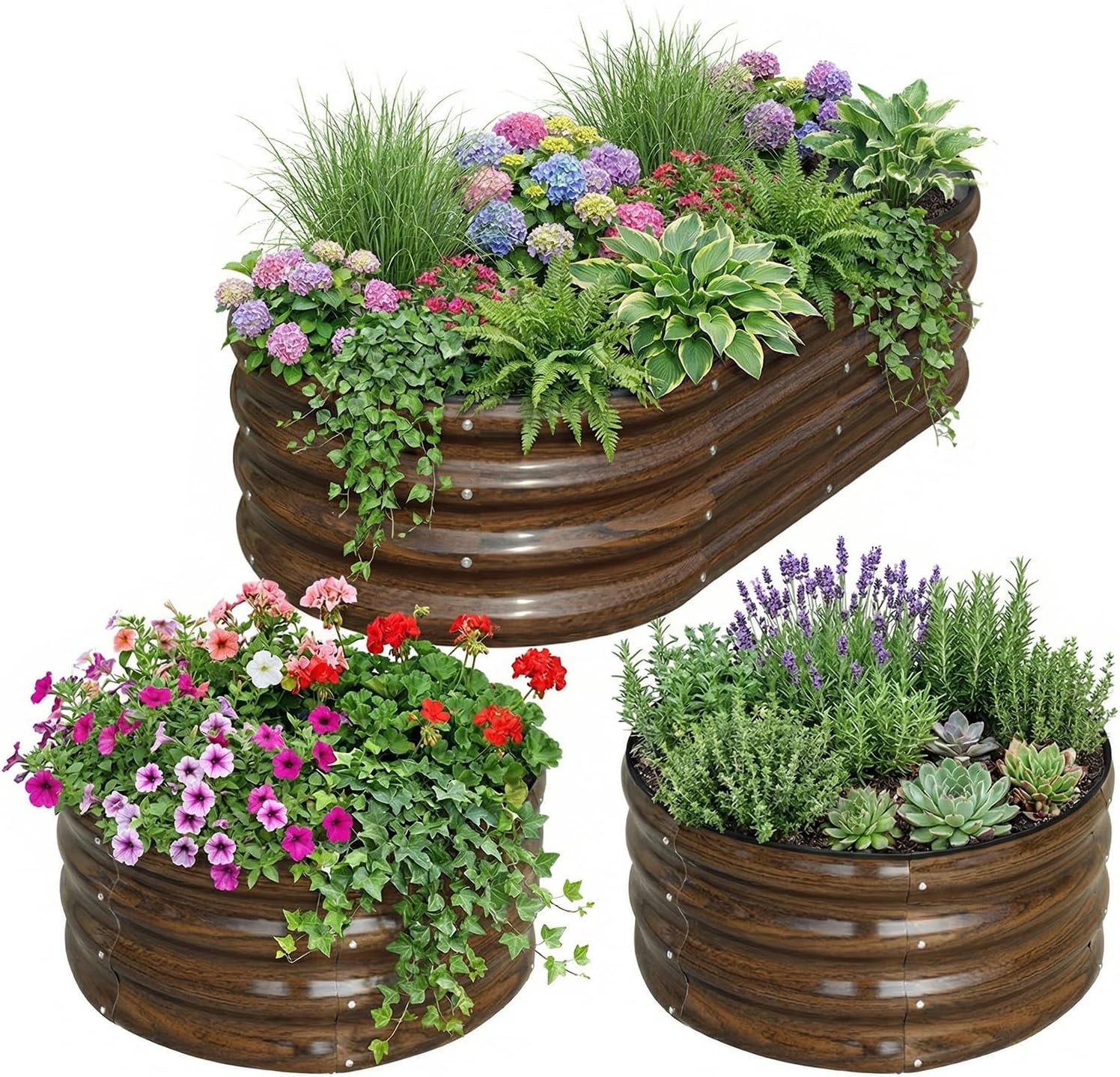 Raised Bed Planter Box - 3-Pack Galvanized Steel Raised Garden Bed