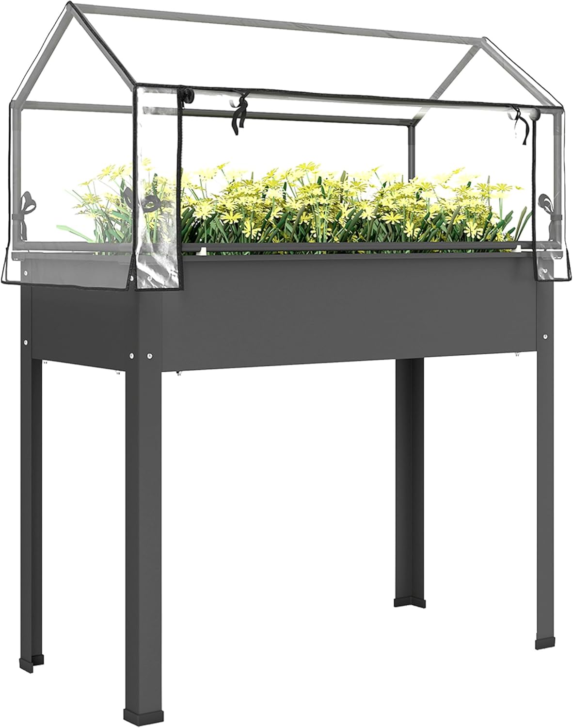 Raised Bed Planter Box - Raised Garden Bed with Greenhouse Cover,