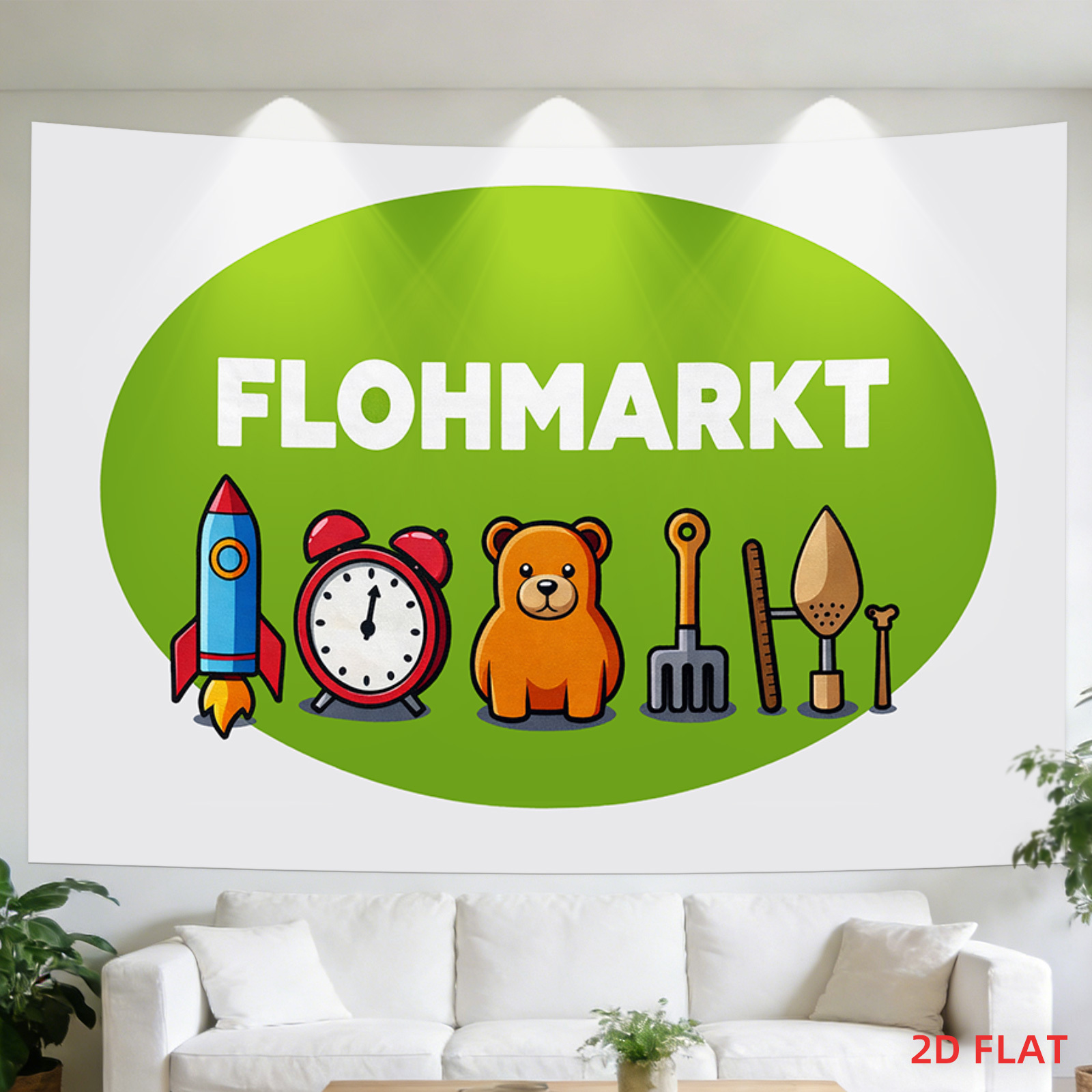 Flohmarkt Tapestry, German Fle - Gardening Tools Vintage review and price