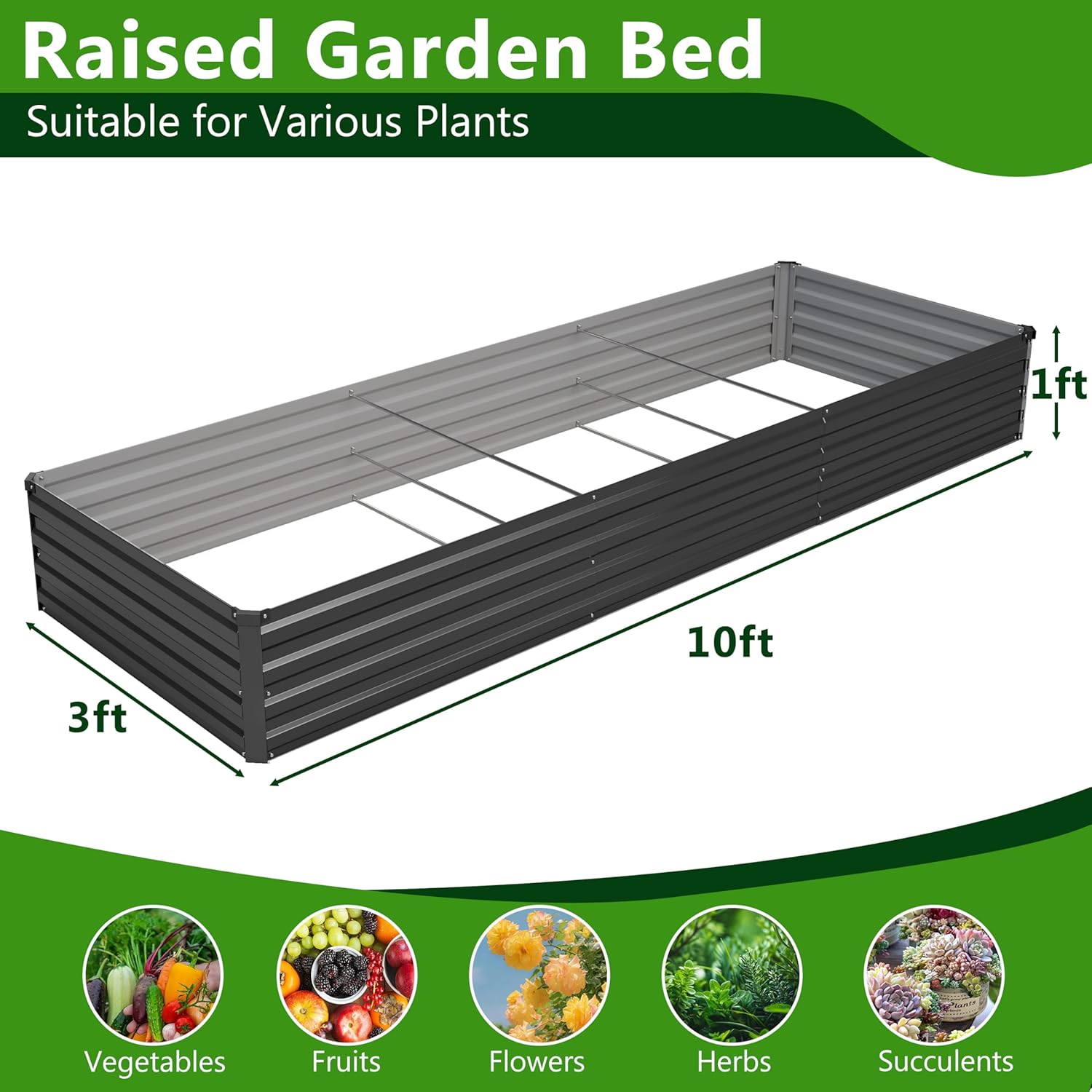 2PCS 10x3x1ft Galvanized Raise - Raised Bed Planter Box review and price