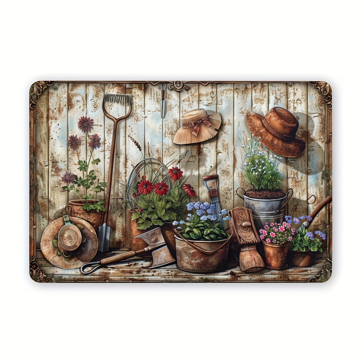 2D Flat, Vintage Floral Metal  - Gardening Tools Vintage review and price