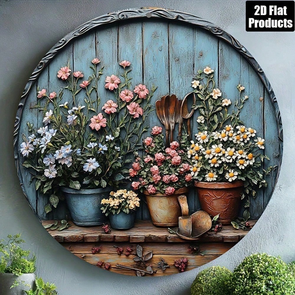 Vintage Round Aluminum Wall Ar - Gardening Tools Vintage review and price