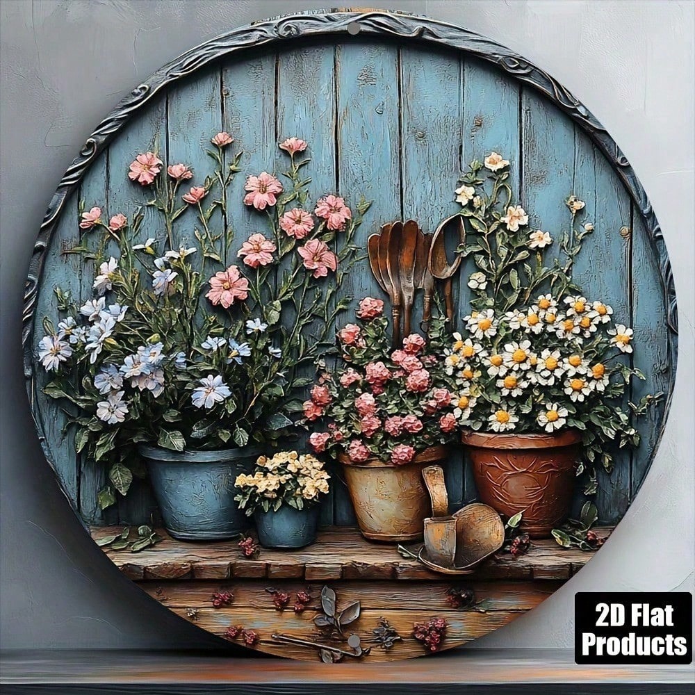 Vintage Round Aluminum Wall Ar - Gardening Tools Vintage review and price